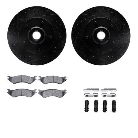 Dynamic Friction Co 8512-40432, Rotors-Drilled and Slotted-Black w/ 5000 Advanced Brake Pads incl. Hardware, Zinc Coated 8512-40432